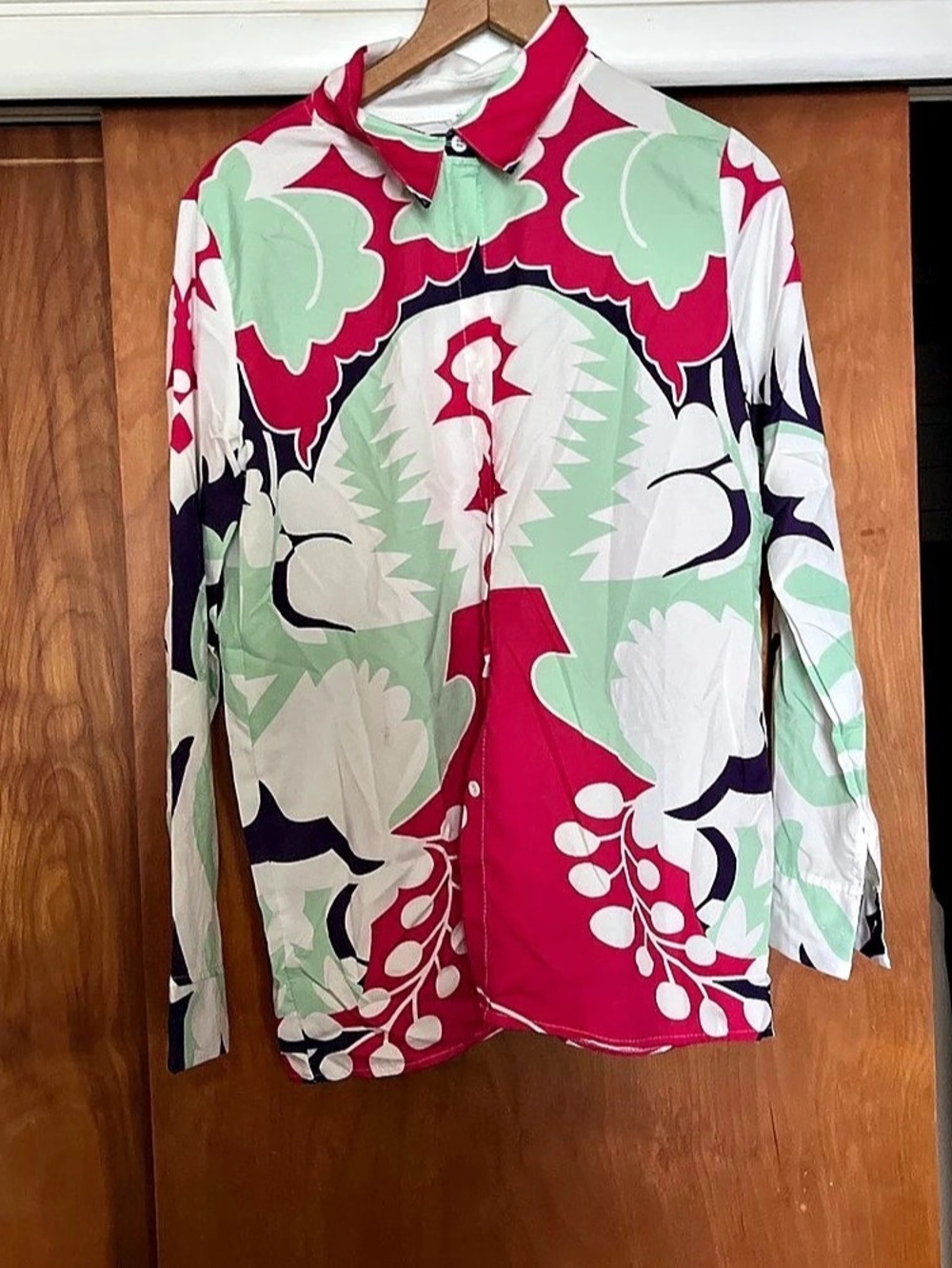 Floral Button Down Shirt in Pink & Green